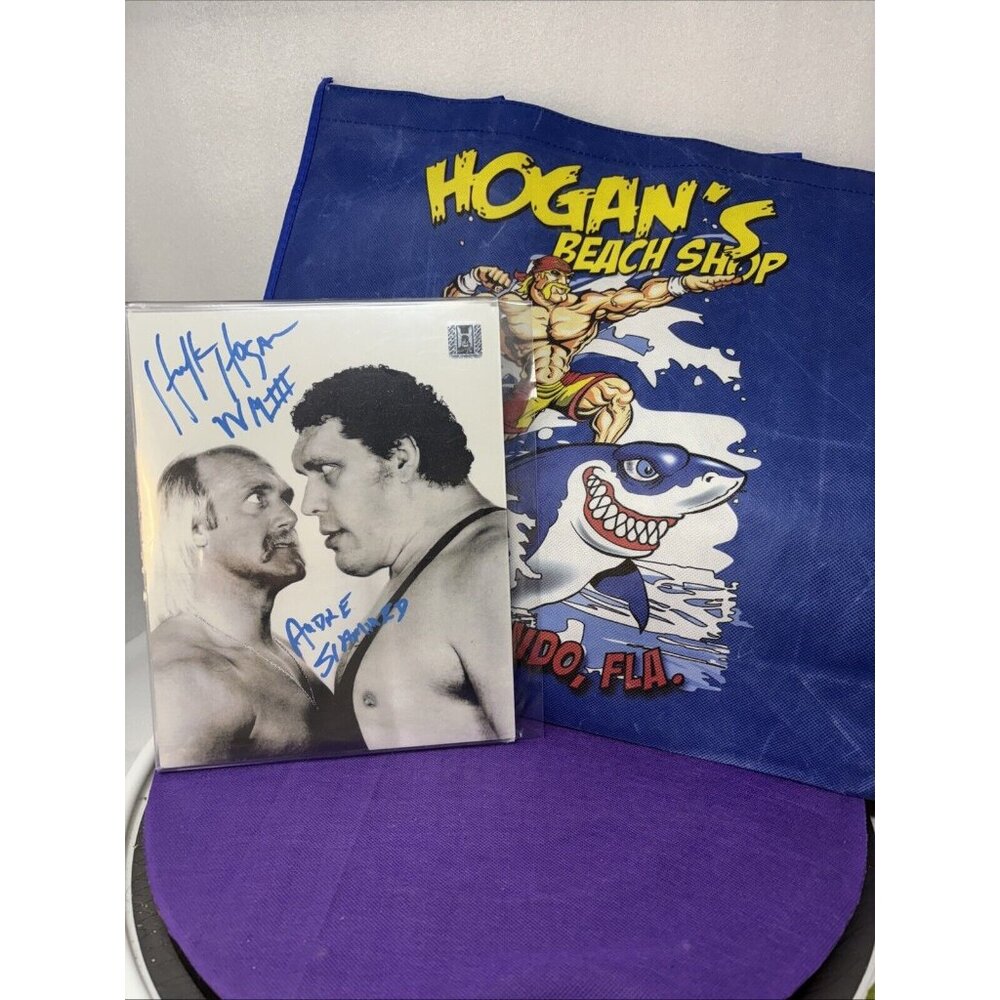 Hulk Hogan Autograph Andre Slammed Plus Beach Bag Authentic Signed Wrestling WWE